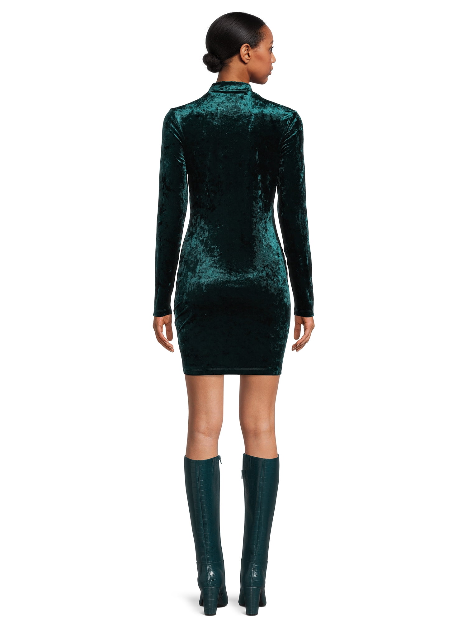 Self Esteem Juniors Crushed Velvet Mock Neck Bodycon Dress