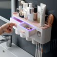 thumbnail image 4 of Soporte para cepillos de dientes, dispositivo con dispensador de dentífrico automático, tazas para enjuague con fondo magnético para sujeción, set de accesorios de baño, 4 of 4
