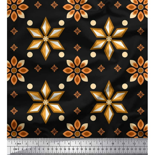 Soimoi Velvet Fabric Dot & Floral Decorative Print Sewing Fabric Yard 58 Inch Wide