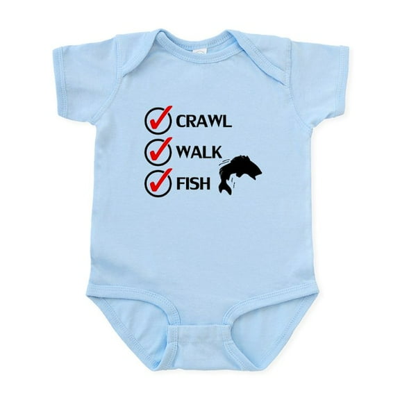 CafePress - Crawl Walk Fish Body Suit - Baby Light Bodysuit, Size Newborn - 24 Months