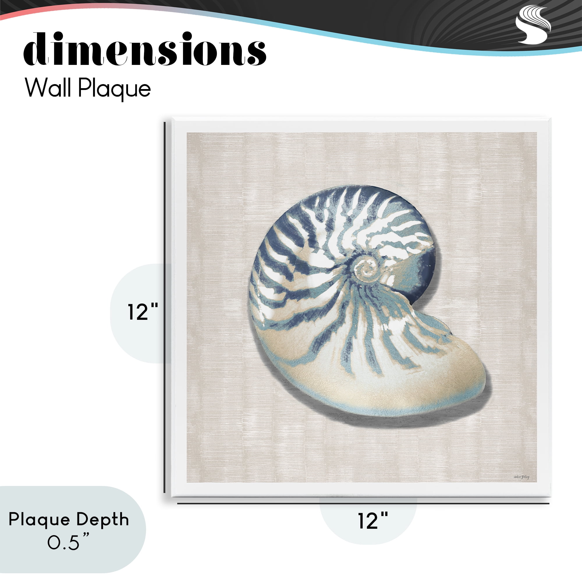 Stupell Industries Nautilus Shell in Misty Blue Wall Plaque Art, design by Amber Sterling