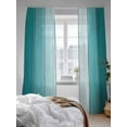 thumbnail image 3 of Teal Green Sheer Curtains 96 Inch Long 2 Panels, Gradient Wood Grain Farmhouse Retro Striped Light Filtering Rod Pocket Semi Sheer Curtains, Sheer Voile Drapes for Living Room Bedroom, 52"x96", 3 of 5