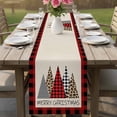 thumbnail image 5 of Christmas Tree Table Runner 72 Inches, Xmas Buffalo Plaid Leopard Print Retro Beige Bed Runner Dresser Scarves Tabletop for Indoor Outdoor Parties/Ceremony/Banquet, 18" x 72", 5 of 8