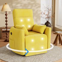 Homall 360° Power Swivel Recliner High Back Adult Rocker Recliner Chair with 2 Pillows for Nursing Expectant Mothers,Corduroy Yellow