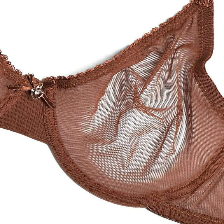 Women's Sexy Sheer Bra See Through Mesh Lingerie Set Transparent