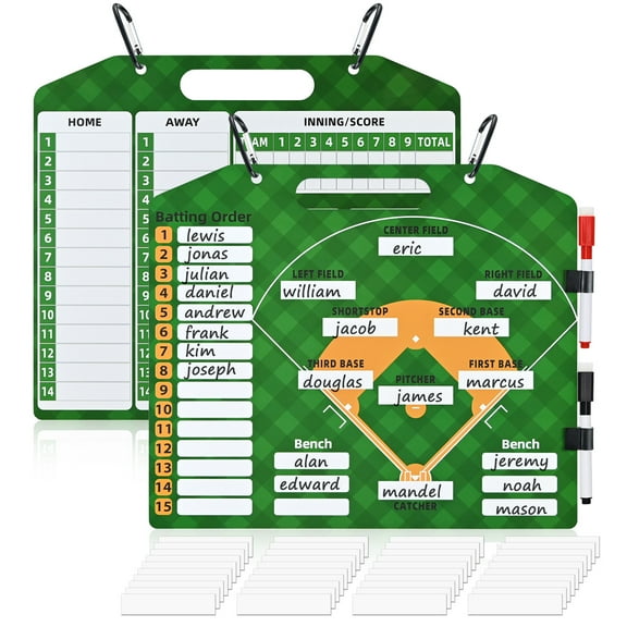 Magnetic Baseball Lineup Board, Dry Erase Coaching Lineup Boards, Baseball Lineup Cards, Double Sided Coaching Whiteboards, Baseball Lineup Board for Dugout