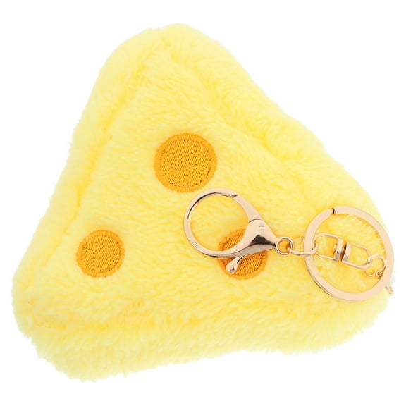 Masteelf Cute Plush Cheese Charm Keychain for Backpack Soft Fuzzy Key Ring Adorable Stuffed Food Pendant Fluffy Keychain Decoration