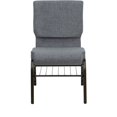 thumbnail image 3 of HERCULES Series 18.5''W Church Chair in Gray Fabric with Book Rack - Gold Vein Frame, 3 of 9