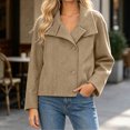thumbnail image 4 of WIZUTIZ Women's Solid Color Button Front Jacket Turn Down Collar Long Sleeve Loose Casual, 4 of 7