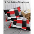 thumbnail image 3 of Red Black Grey Geometric Pillow Covers Queen Size 2 Pack, Modern Abstract Art Luxury Soft Bed Throw Pillowcases Breathable Cooling Long Lumbar Body Pillow Sham Cover for Bed Sofa 20''x30'', 3 of 7