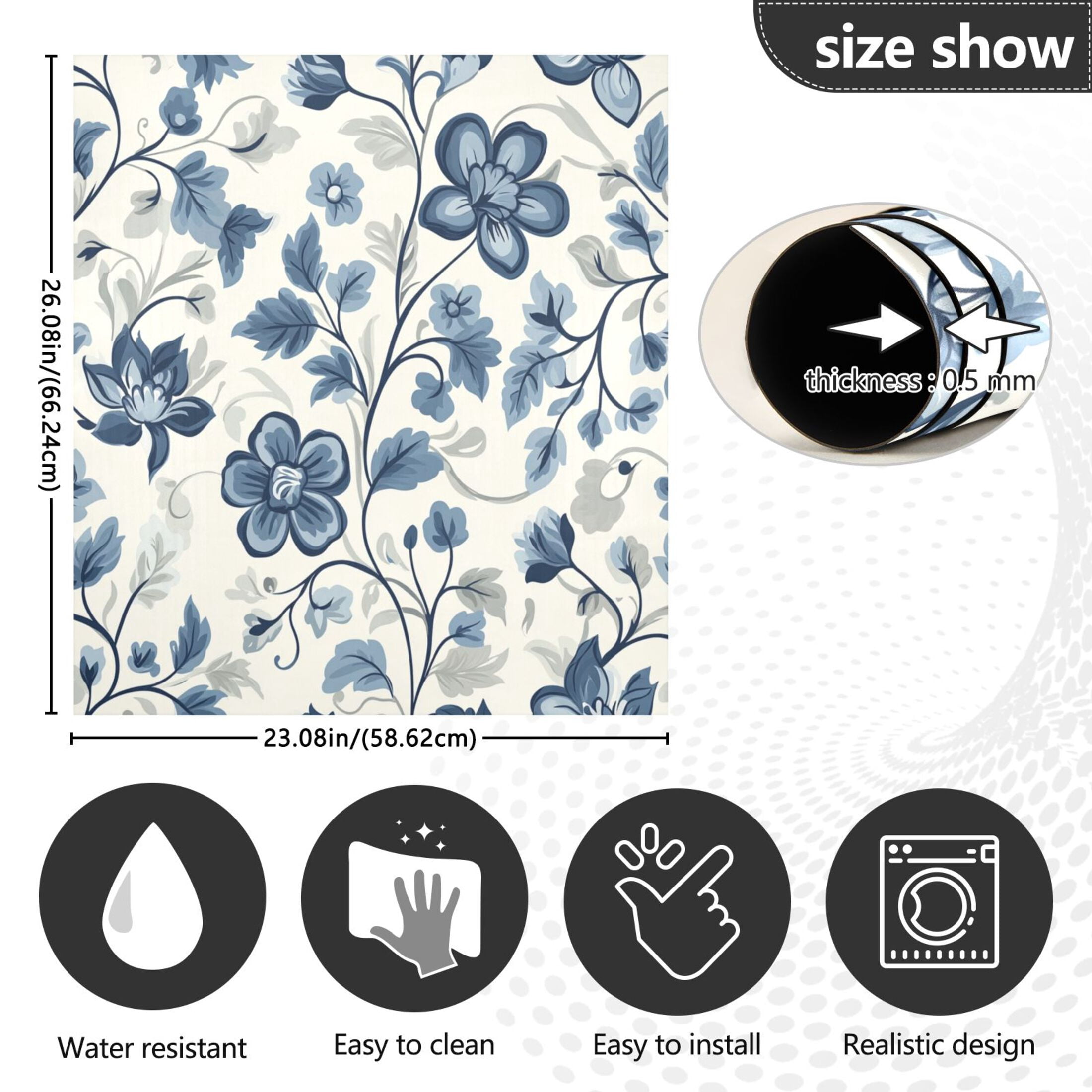 Dishwasher Magnetic Sticker 23x26 Inch Refrigerator Magnetic Sticker Washing Machine Magnetic Sticker Kitchen Panel Magnetic Sticker Home Decor Cool Blue Flowers