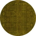thumbnail image 1 of Ahgly Company Machine Washable Indoor Round Abstract Yellow Modern Area Rugs, 3' Round, 1 of 4
