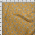 thumbnail image 3 of oneOone Tissu Polyester Lycra Orange Feuilles & Lotus Floral Matériel de Robe Tissu Imprimé Tissu au Mètre 56 Pouces de Large, 3 of 4
