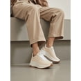 thumbnail image 6 of TOP MODA Women Chunky Fashion Sneakers Casual Lace-Up Walking Shoes Comfort Trainers Platform Thick Sole INU-1 Ivory Beige Denim 8, 6 of 6