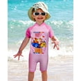 thumbnail image 2 of Toddler Boy Girl Swimsuit One Piece Short Sleeve Rash Guard Kids Swimwear Rubble Clothing Paw Patrol 2 Pink 5T, 2 of 6