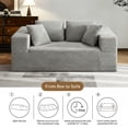 thumbnail image 3 of KeepCharm 67" Corduroy Boneless Loveseat Sofa, Memory Foam & Pocket Spring Cloud Couch, No Assembly Floor Sofa, Deep Seat Frameless Couch, Light Gray, 3 of 8