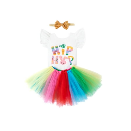 

One opening Girl’s 3Pcs Clothes Set Short Sleeve Tops with Skirt and Headband