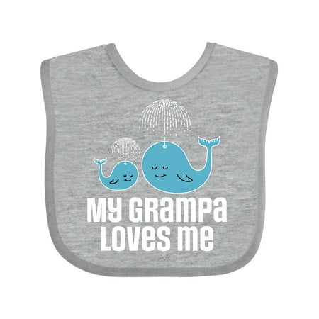 

Inktastic Grampa Loves Me Grandchild Whale Gift Baby Boy or Baby Girl Bib