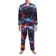 thumbnail image 3 of Daiia Outer Space Floating Numbers And Letters for Men's Long-Sleeved Pajama Set – Soft & Comfortable Sleepwear Button-Up Pajamas Cozy Lounge Wear-Large, 3 of 7