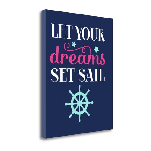 Tangletown Fine Art 'Let Your Dreams Set Sail in Pink' Textual Art on Wrapped Canvas