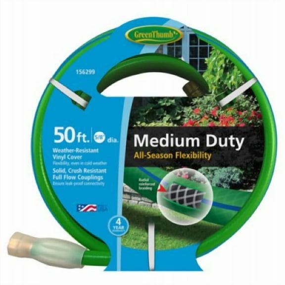 Green Thumb GTAW5850 All-Weather 5/8" Inch x 50' Foot Medium-Duty Garden Hose - Quantity of 4