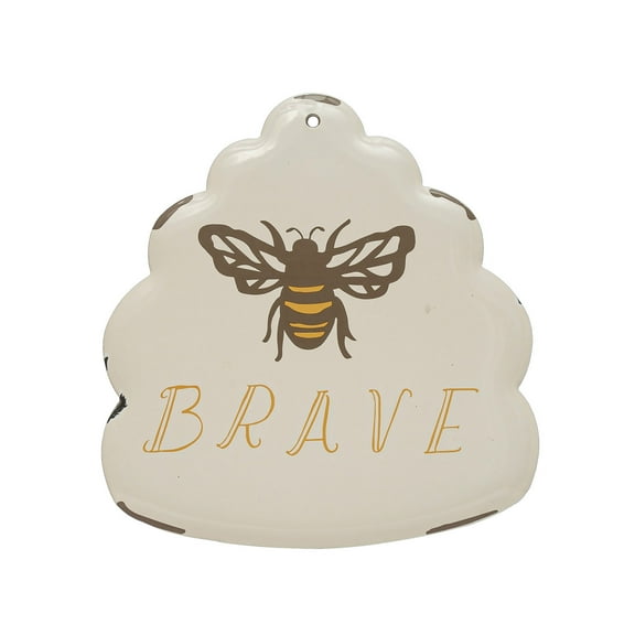Creative Co-Op Enameled Metal Wall Décor with Bee "Brave"