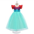 thumbnail image 1 of HAWEE Mermaid Dress for Girl Lace Tulle Short Flying Sleeves Outfits Princess Ariel Sequin Fancy Back Bow Costumes, 1 of 4