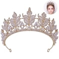 thumbnail image 2 of Princess Tiara Tall Rhinestone - Faux Pearl Cute Wedding Party Tiara Bride Crown, 2 of 8