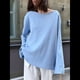 thumbnail image 5 of Suéteres de Verano para Mujer, 100% Algodón, Informales, Holgados, con Cuello Redondo, Espalda Descubierta y Sudaderas Oversize 2025 Azul S, 5 of 10
