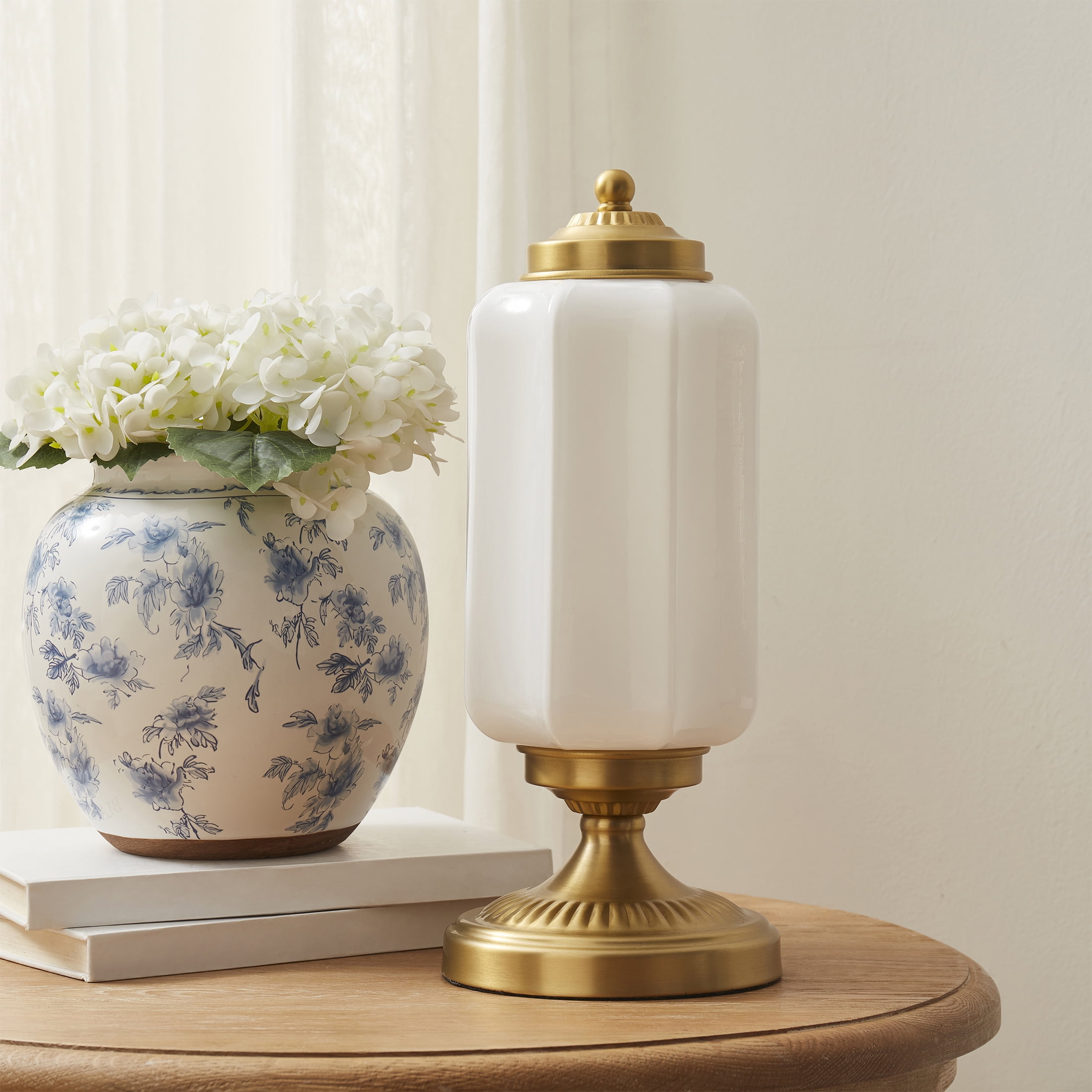 My Texas House 15" Brass Glass Shade Table Lamp