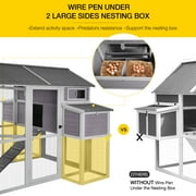 Aivituvin Wooden Chicken Coop for 8 - 10 Chicken, Extra Large with Nesting Box Gray