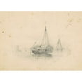 thumbnail image 3 of James Goodwyn Clonney 14x11 Black Modern Framed Museum Art Print Titled - Boats at Anchor (1838), 3 of 5