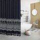 thumbnail image 1 of Black White Boho Striped Chevron Polyester Bath Curtain Set with Hooks, Decorative Spa Hotel Heavy Weighted 72-Inch Bathroom Curtains, 72 x 72, Black, 1 of 4