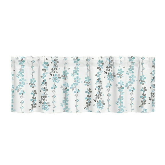 JilgTeok 1 Packs Floral Window Valance Curtain Colorful Flowers Leaves Design for Bathroom Kitchen Cafe Thermal Insulating Tiered Curtains Polyester Home Decor 52x18 Inches