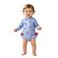 thumbnail image 5 of Krdevn Baby Girls Gingham Cherry Print One Piece Swimsuit Long Sleeve UPF 50+ Rash Guard with Bows,12-18 Months, 5 of 8