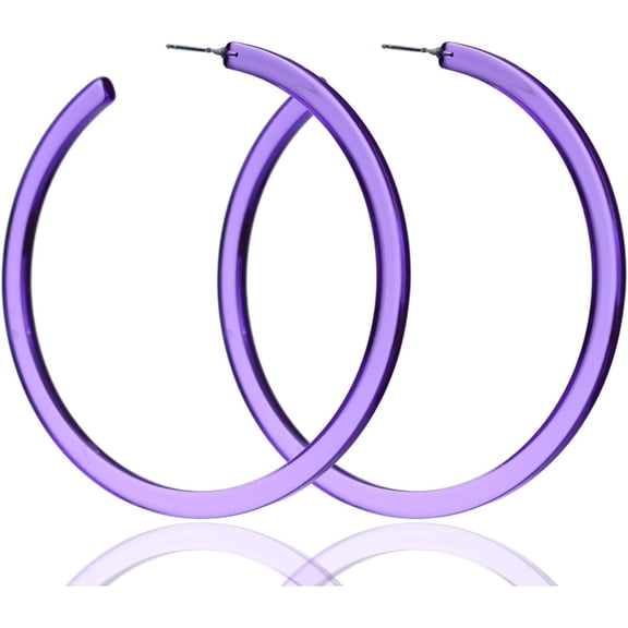 Retro 80 90's Neon Candy Color C-shaped Chunky Large Hoop Drop Dangle Vintage Lightweight Acrylic Earrings Halloween Party Costume Accessories Jewelry for Women