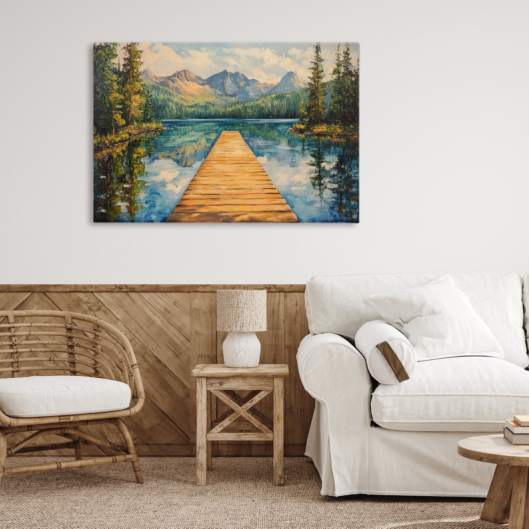 Stupell Industries Dock in The Mountains Canvas Wall Art, design by Petal Prints Design