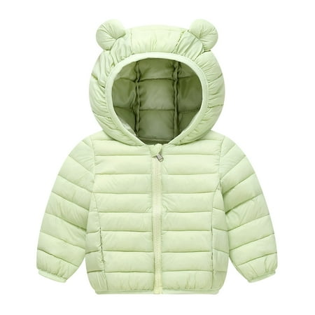 Winter Coats for Kids Boys Puffer Jacket Full-Zip Long Sleeve Lightweight Windproof Down Jacket Warm Bear Hooded Outdoor Coats 7-8 Years Jacket