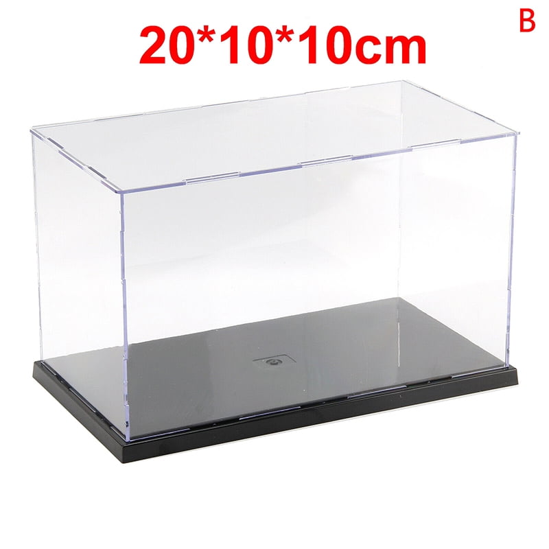 Acrylic&Plastic Display Box Clear Perspex Case Black Base Dustproof Protection 
