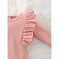 thumbnail image 6 of 2Pcs Outfits Set for Baby Girls, Long Sleeve Crewneck Ribbed Top + Floral Suspender Skirt Two-Piece Outfit, 6 of 8