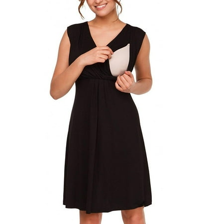 

asdoklhq Maternity Clothes for Women Clearance Women Sleeveless Comfy Layered Nursing Dress For Breastfeeding