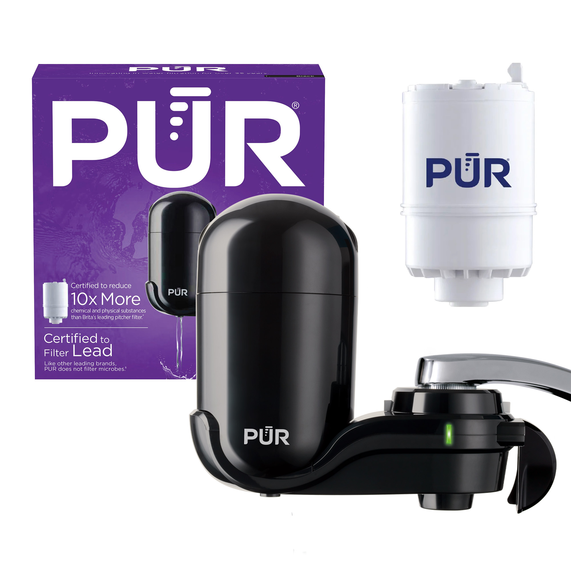 PUR Faucet Mount Water Filtration System, Black, FM2000B photo 1