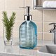 thumbnail image 5 of Botella de Vidrio Azul con Rayas Horizontales para Jabón Líquido | Dispensador de Champú y Gel de Ducha de Presión | Capacidad de 350 Ml | Decoración para El Hogar, Baño y Cocina, 5 of 6