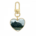 thumbnail image 1 of Mountains And Rivers Photography Gold Heart Keychain Metal Keyring Holder, 1 of 3