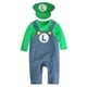 thumbnail image 1 of Super Mario Bros Baby Cosplay Crawling Suit Romper Jumpsuit Mario Luigi Cosplay Costume Hat Set V, 1 of 3