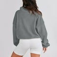 thumbnail image 7 of qolati 2024 Fall Sweatshirts for Women Shaker Cozy Long Sleeve Cropped Pullover Sweater Casual Stand Collar Fuzzy Fleece Blouse Tops with Pockets, 7 of 7