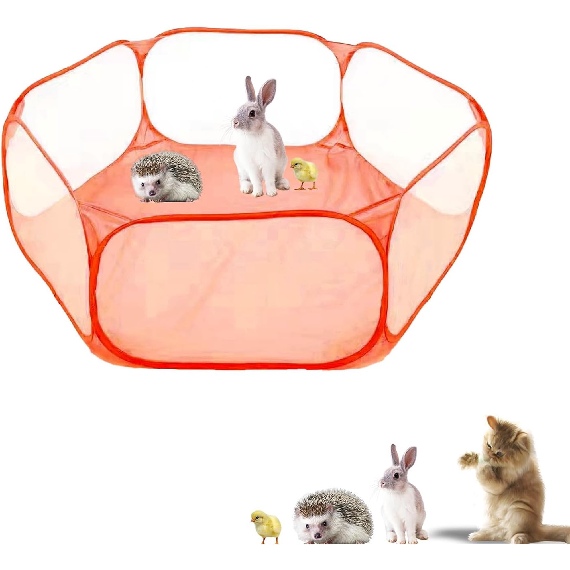 Small Animals Playpen Portable Pop-up Open Interactive Pet Tent Indoor Outdoor Fence for Rabbits Guinea Pig Hamster Chinchillas Kittens Puppies
