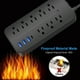 thumbnail image 5 of Toma de corriente Regleta de alimentación con protector contra sobretensiones 12 en 1, cable de extensión, regleta de enchufe plano con cable largo, 8 salidas y 3 puertos USB y 1 USB-C, regleta d, 5 of 7