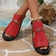 thumbnail image 2 of Womens Platform Sandals Fashion Pattern Leather Open Toe Cutout Summer Dress Shoes Comfortable Footbed Walking Shoes Red Size 6, 2 of 8