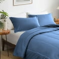 thumbnail image 3 of 3 Piece Luxury Thicker Pattern Comforter Set, 800 TC, 100% Egyptian Cotton, Super King Size Medium Blue Solid Color, 3 of 6